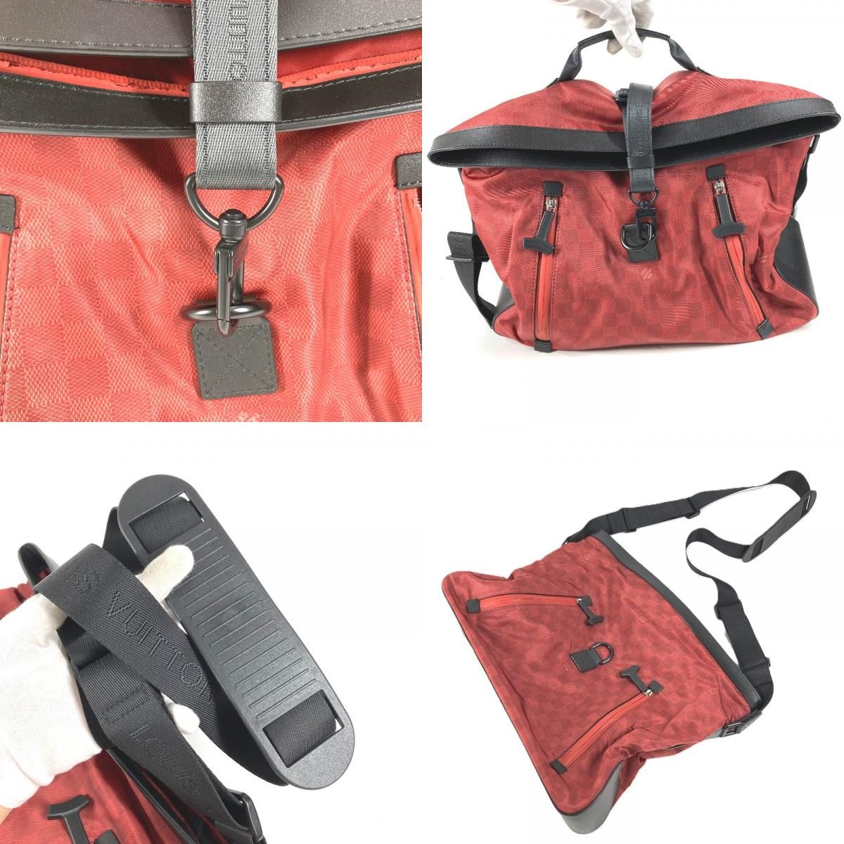 Louis Vuitton Shoulder Bag Sora No Leather Nylon Red — view 9