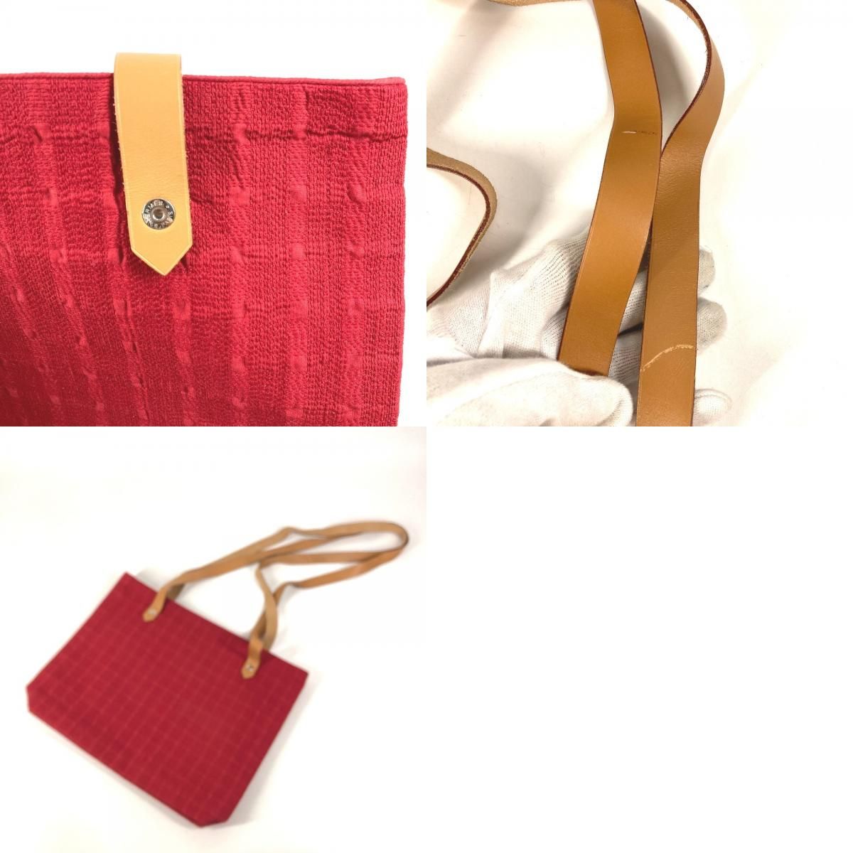 Hermes Shoulder Bag Amedaba Cabas Dopoche Cotton Red — view 9