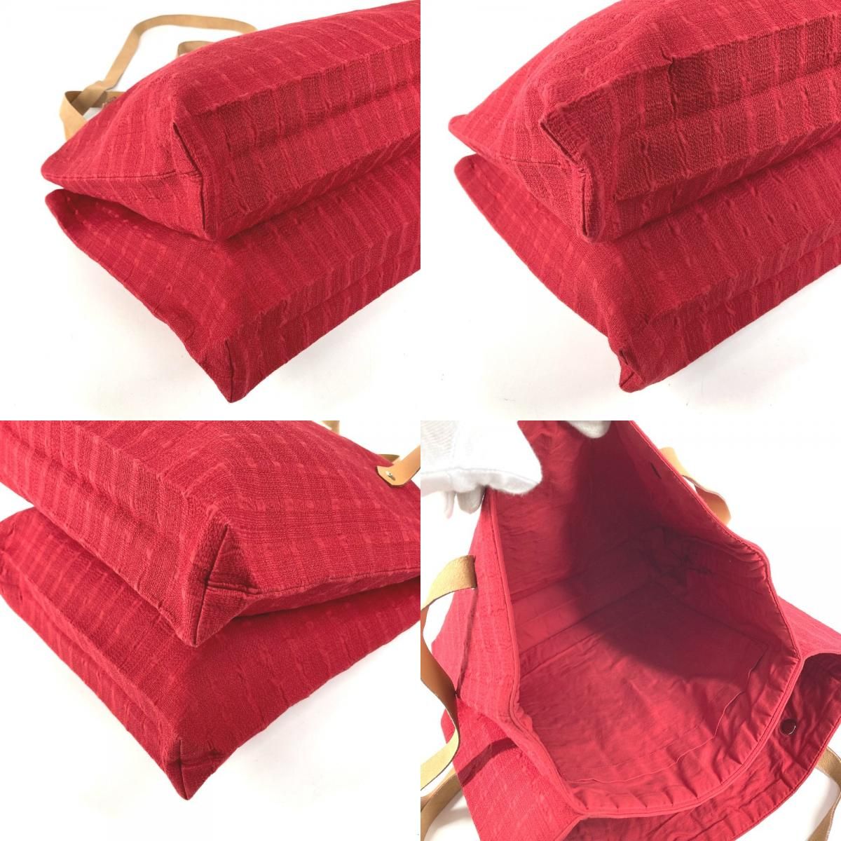 Hermes Shoulder Bag Amedaba Cabas Dopoche Cotton Red — view 7