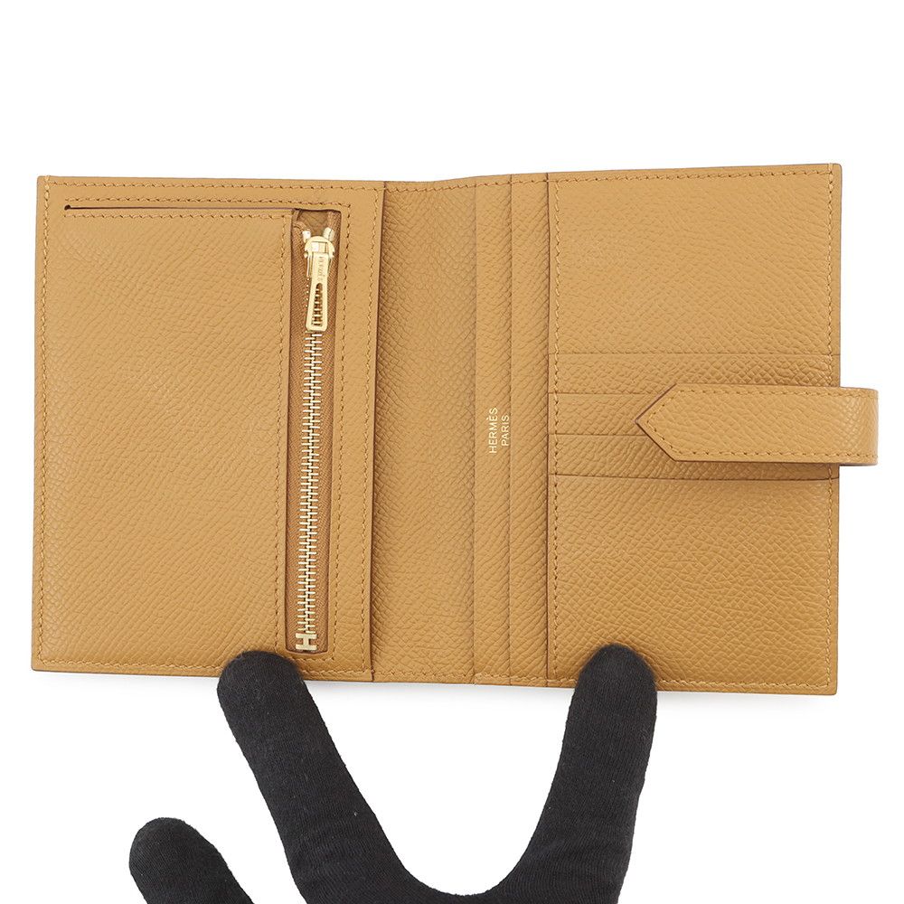 Hermes Bifold Wallet Bearn Compact Sesame Gold Epsom — view 4