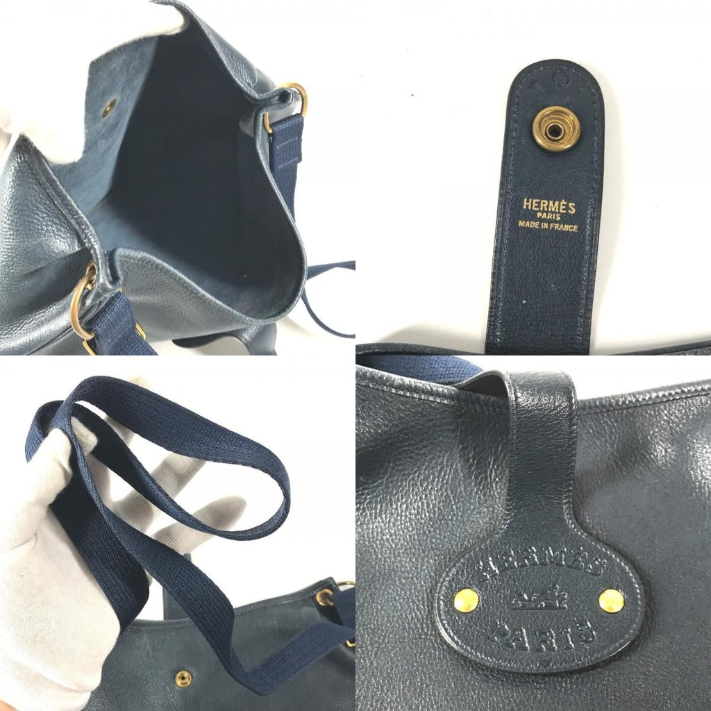Hermes Shoulder Bag Rodeo Logo Leather Navy — view 8