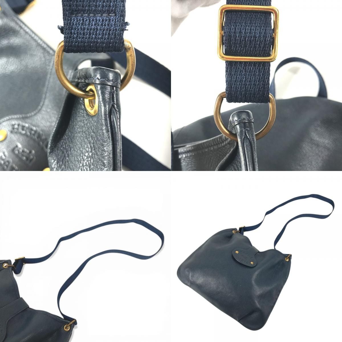Hermes Shoulder Bag Rodeo Logo Leather Navy — view 9