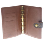 Louis Vuitton Monogram Agenda Book Cover Notebook Binder Brown Leather Gold — view 4
