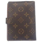 Louis Vuitton Monogram Agenda Book Cover Notebook Binder Brown Leather Gold — view 2