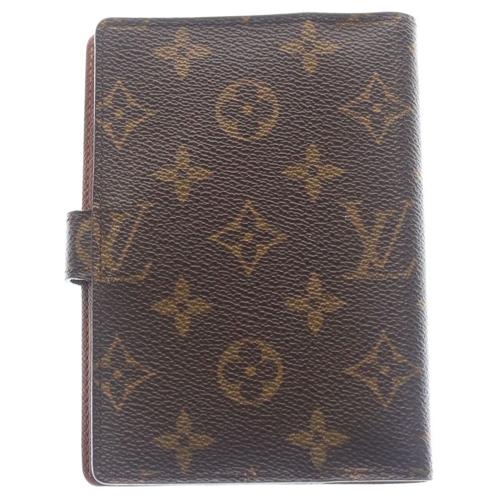 Louis Vuitton Monogram Agenda Book Cover Notebook Binder Brown Leather Gold — view 2