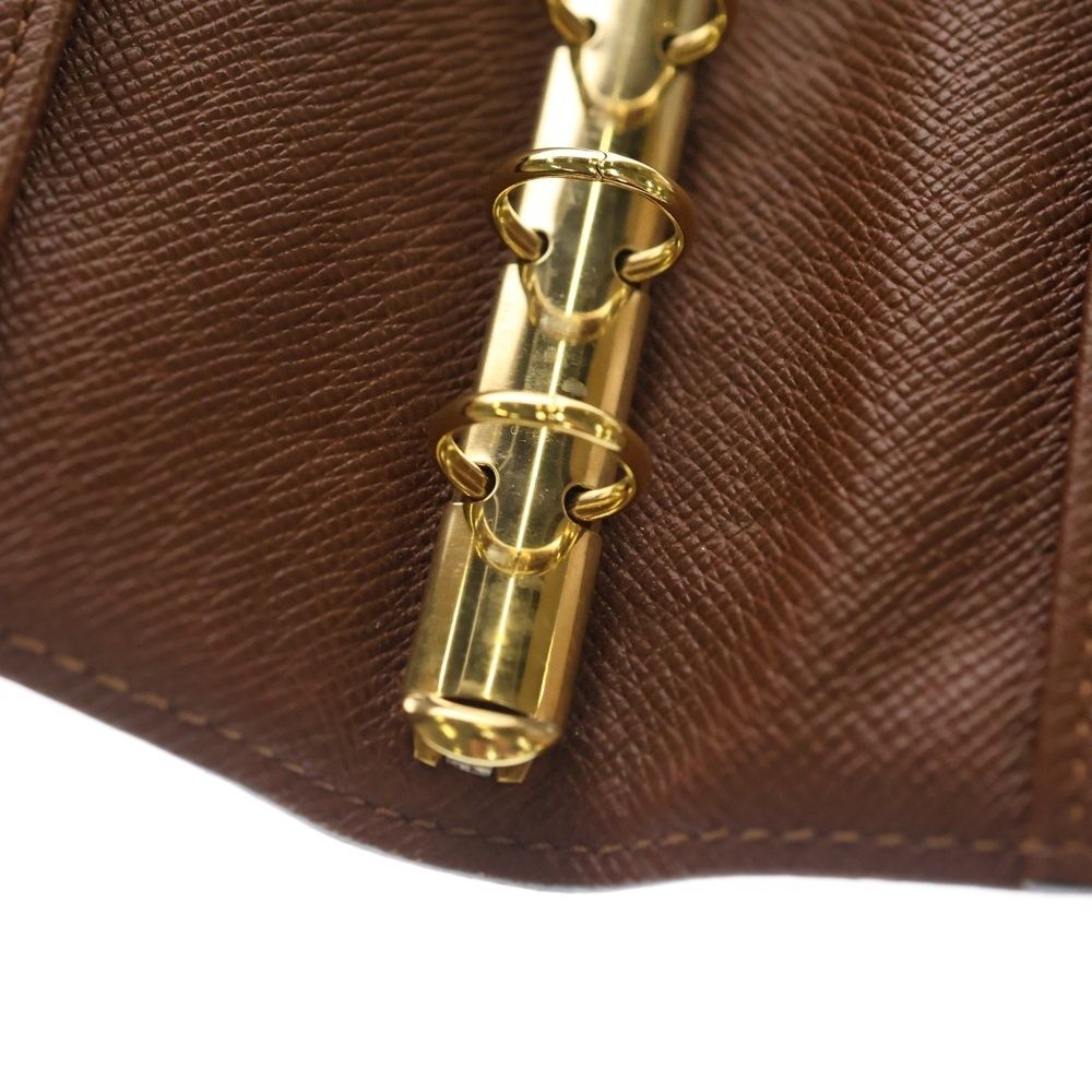 Louis Vuitton Monogram Agenda Book Cover Notebook Binder Brown Leather Gold — view 5