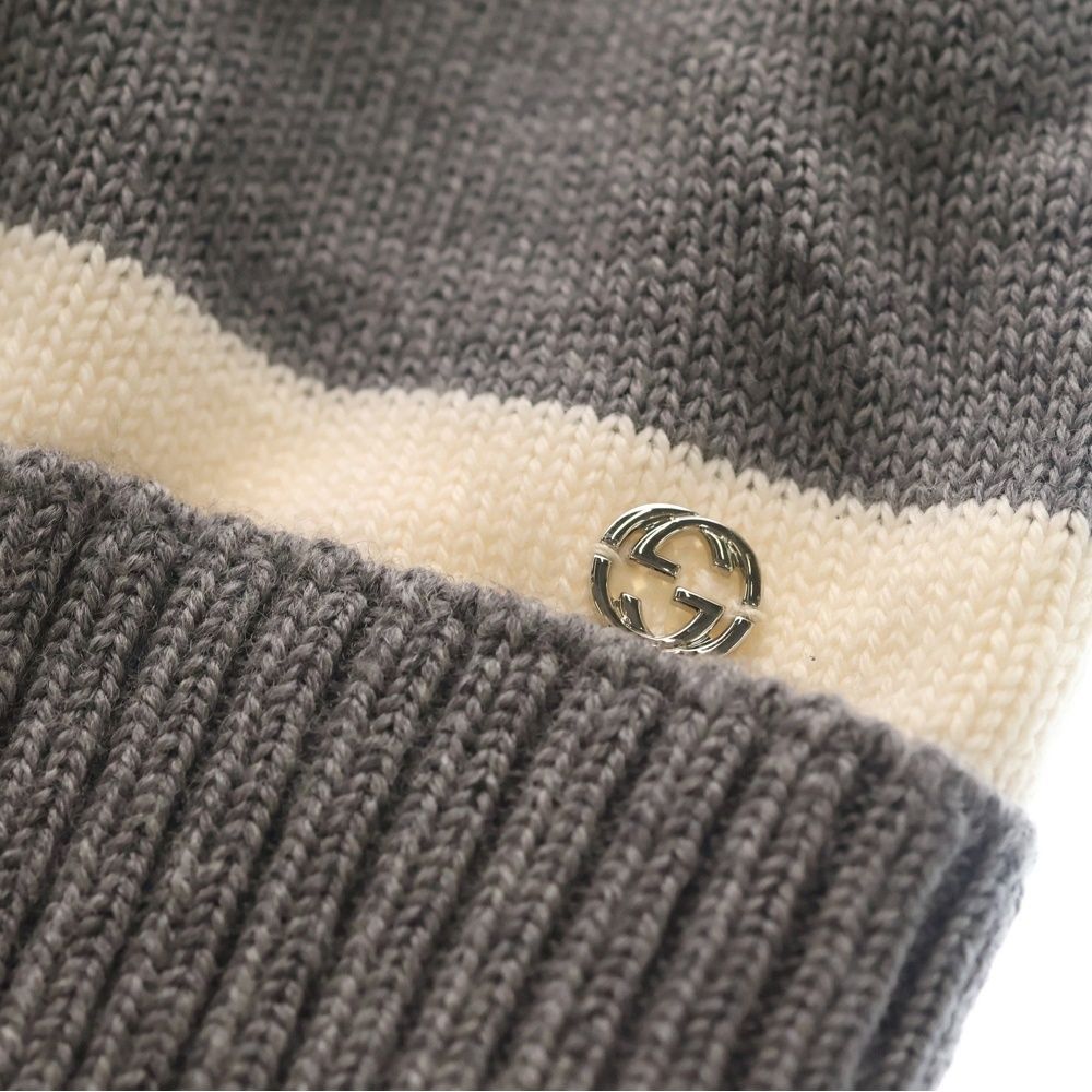 Gucci Double Knit Hat Gray White — view 5