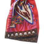 Louis Vuitton Studded Monogram Bandeau Silk Scarf Red Brown — view 3