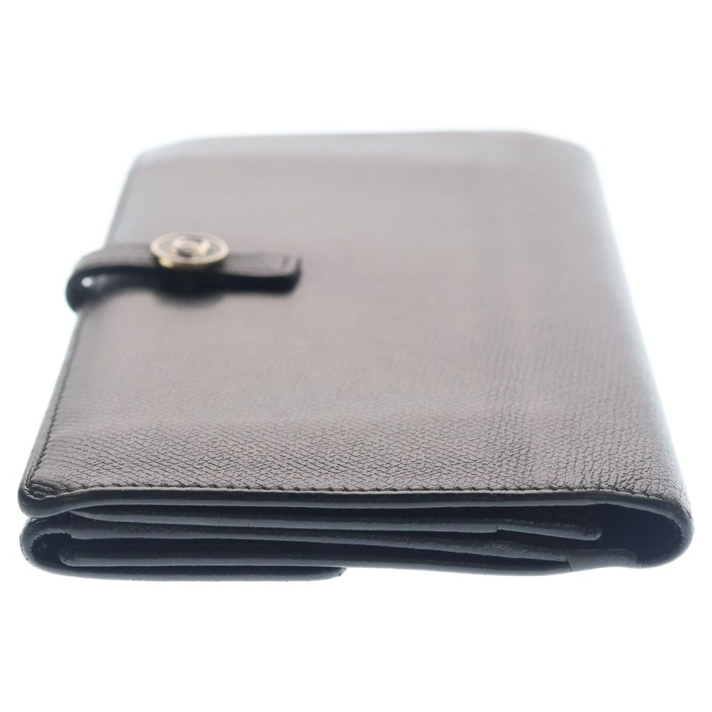 Chanel Coco Button Flap Leather Wallet Bifold Black — view 3