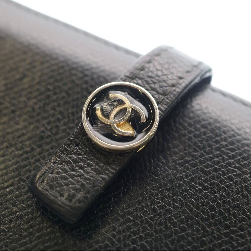 Chanel Coco Button Flap Leather Wallet Bifold Black — view 5