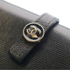 Chanel Coco Button Flap Leather Wallet Bifold Black — view 5