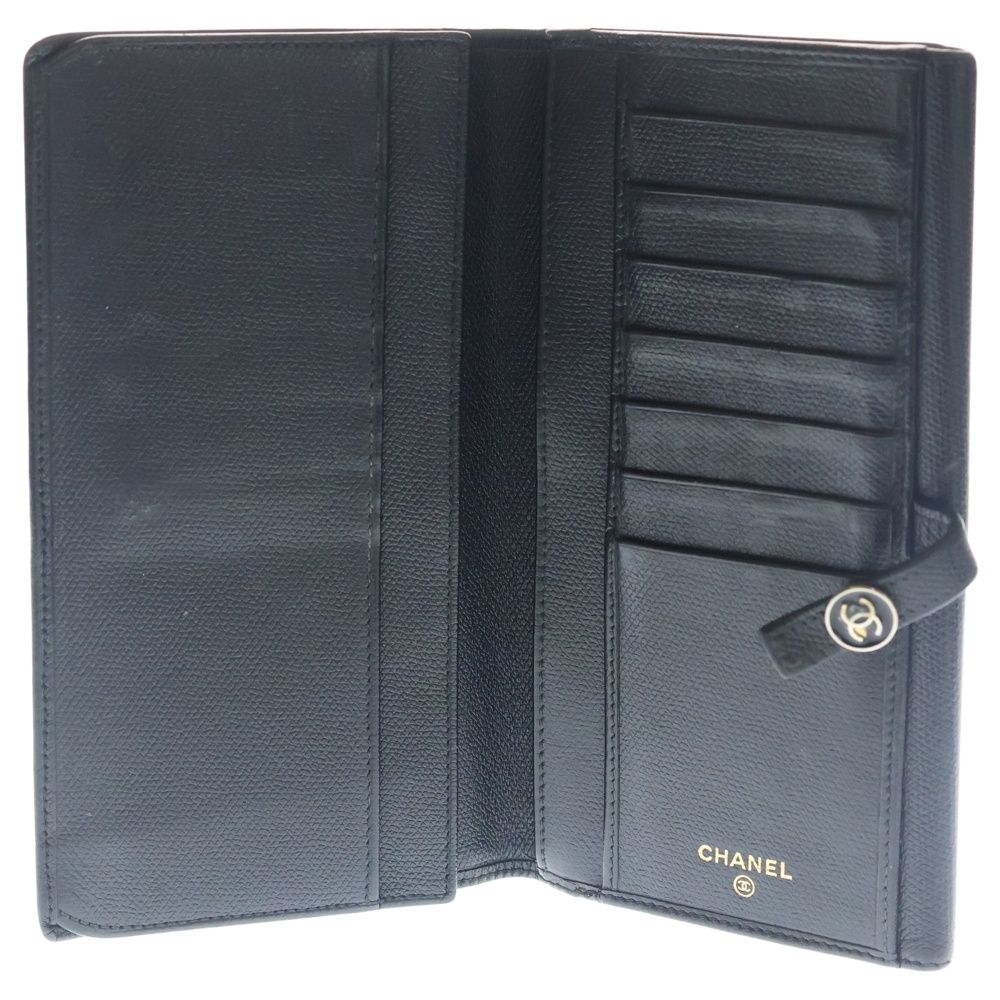Chanel Coco Button Flap Leather Wallet Bifold Black — view 4