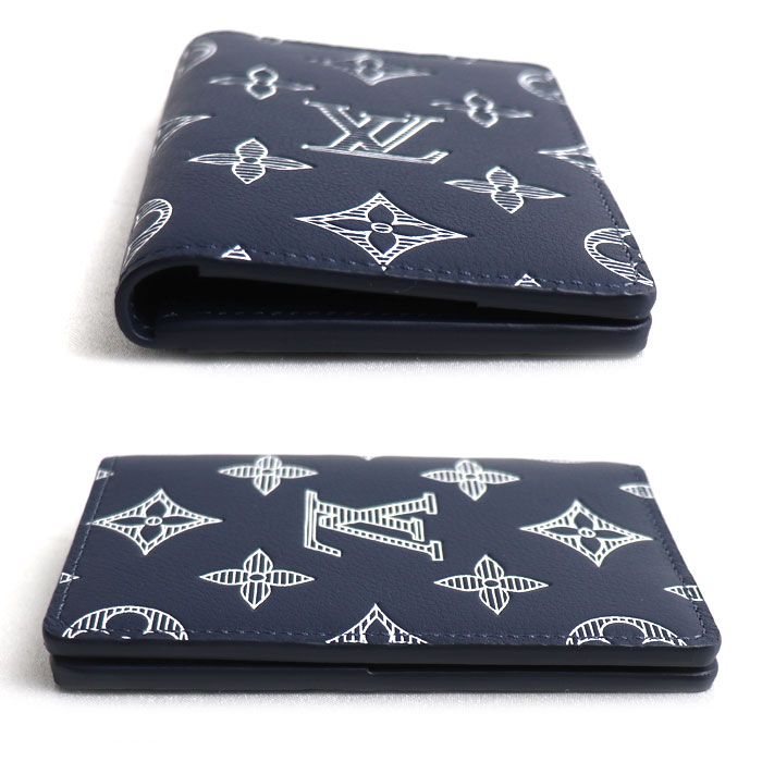 Louis Vuitton Organizer Poche Card Case Monogram Shadow Navy Purchased — view 3