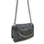 Chanel Unshaded Chain Shoulder Bag Denim Tweed Navy — view 3