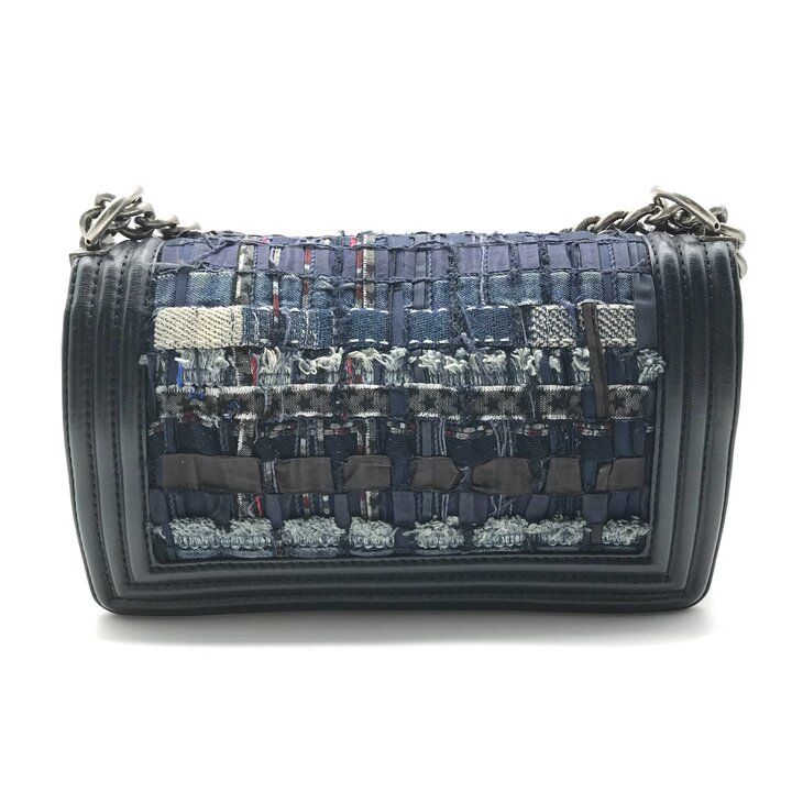 Chanel Unshaded Chain Shoulder Bag Denim Tweed Navy — view 2