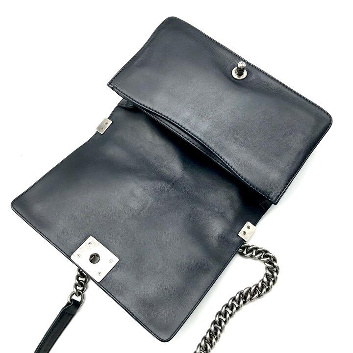 Chanel Unshaded Chain Shoulder Bag Denim Tweed Navy — view 8