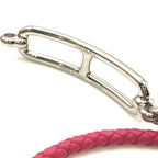 Hermes Luli Double Tour Leather Bracelet Silver Pink — view 6