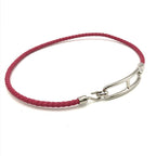 Hermes Luli Double Tour Leather Bracelet Silver Pink — view 4
