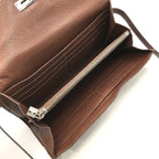 Hermes Kelly Wallet Brown Leather Coin Purse Card Case Silver Shikaku — view 6