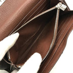 Hermes Kelly Wallet Brown Leather Coin Purse Card Case Silver Shikaku — view 7