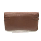 Hermes Kelly Wallet Brown Leather Coin Purse Card Case Silver Shikaku — view 3