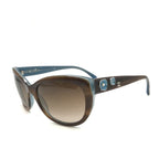Chanel CC Logo Camellia Pearl Sunglasses Eyewear Blue Brown — view 2