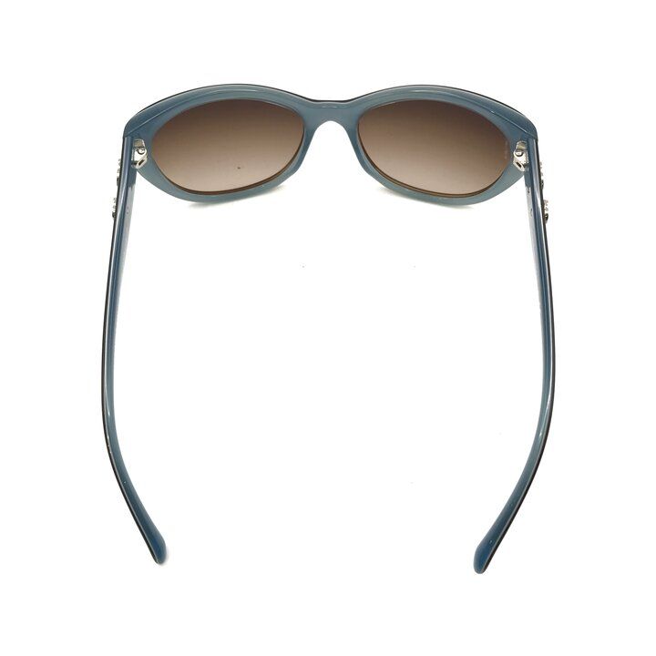 Chanel CC Logo Camellia Pearl Sunglasses Eyewear Blue Brown — view 8
