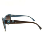 Chanel CC Logo Camellia Pearl Sunglasses Eyewear Blue Brown — view 3