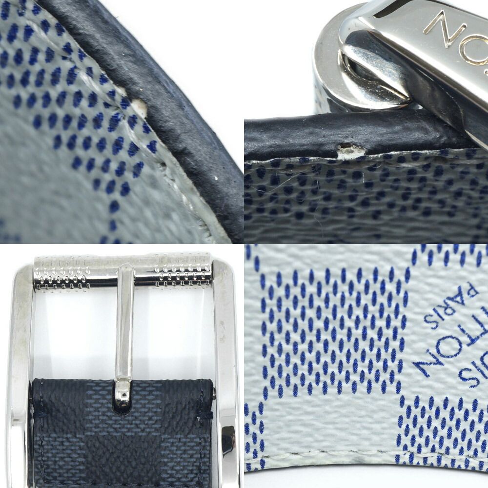 Louis Vuitton Ceinture Reverse Damier Belt All Over Pattern Leather Blue Black — view 9