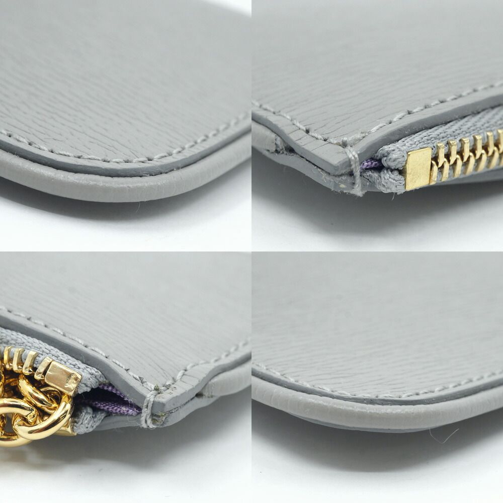 Gucci Coin Case Key Gray Gold Leather Logo Key — view 4