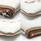 Gucci Clutch Logo Beige Handbag Wrist Strap Pouch Brown Silver — view 4