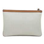 Gucci Clutch Logo Beige Handbag Wrist Strap Pouch Brown Silver — view 2