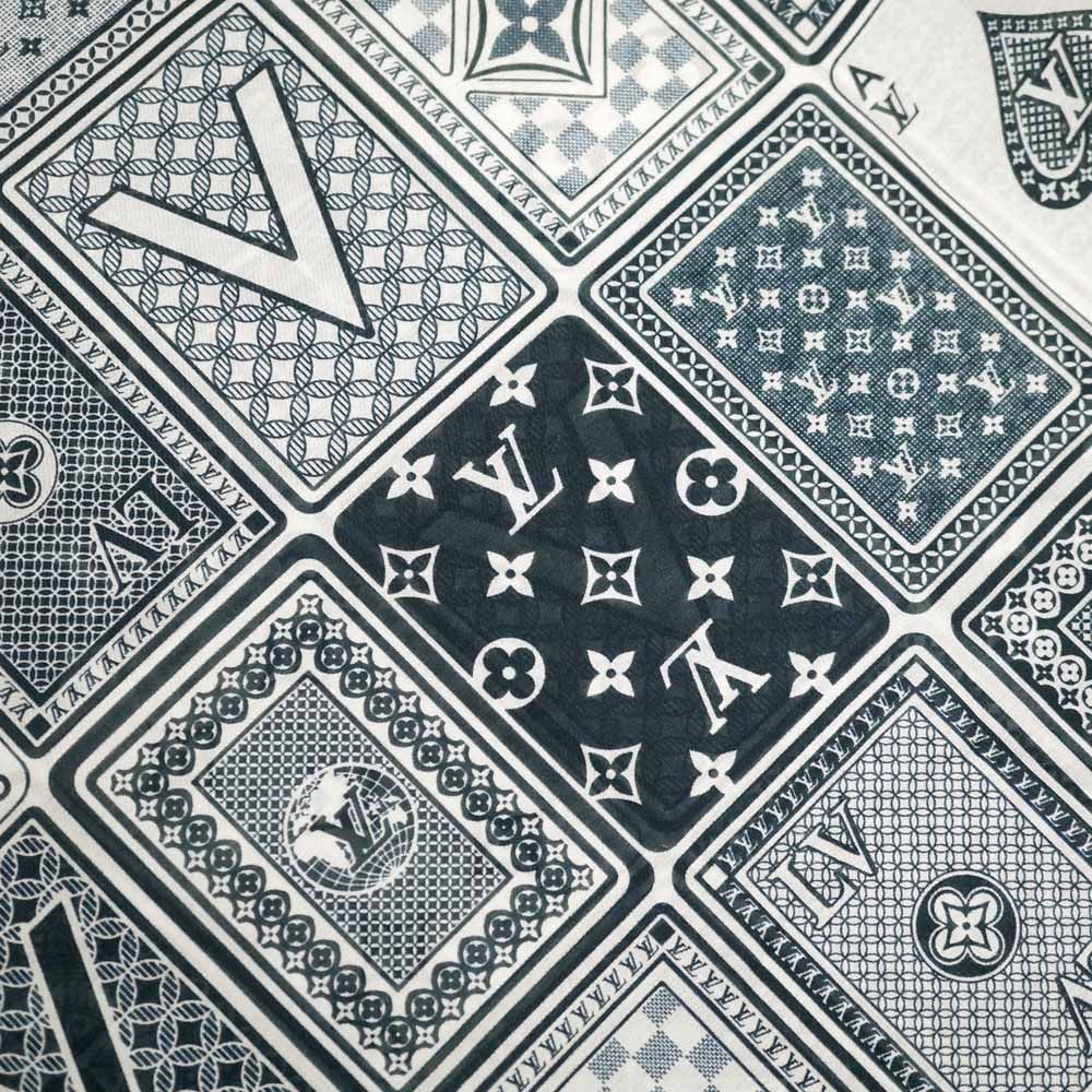Louis Vuitton Etole Gang Ring Scarf Cotton Silk Navy White Shawl — view 4