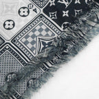 Louis Vuitton Etole Gang Ring Scarf Cotton Silk Navy White Shawl — view 7
