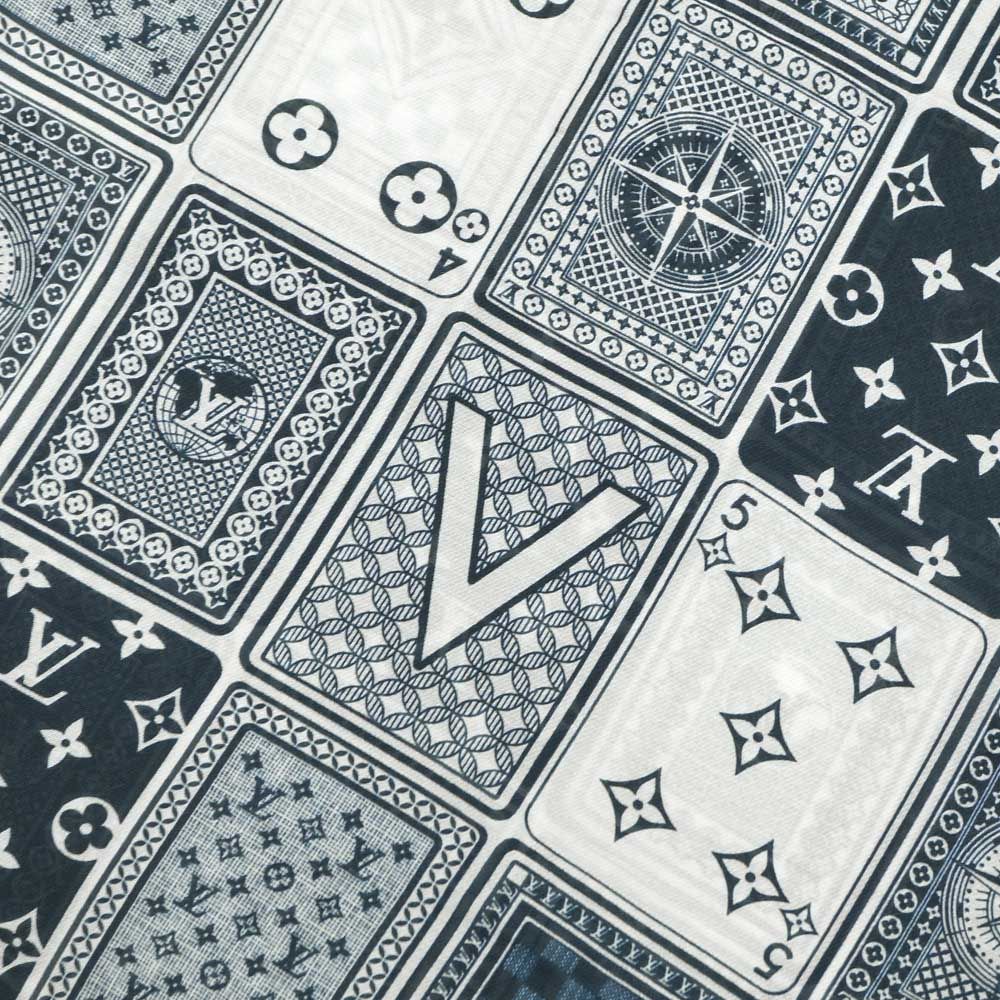Louis Vuitton Etole Gang Ring Scarf Cotton Silk Navy White Shawl — view 6