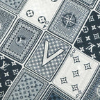 Louis Vuitton Etole Gang Ring Scarf Cotton Silk Navy White Shawl — view 6