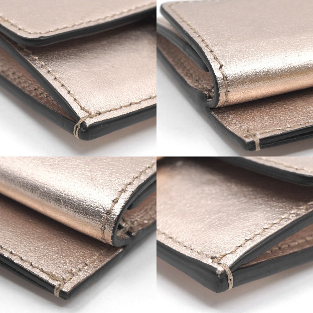 Fendi Pink Gold Compact Wallet Leather Card Case — view 5