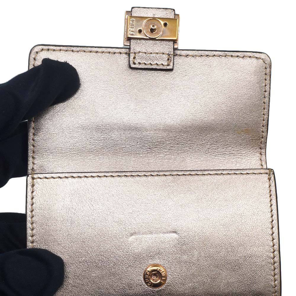 Fendi Pink Gold Compact Wallet Leather Card Case — view 6