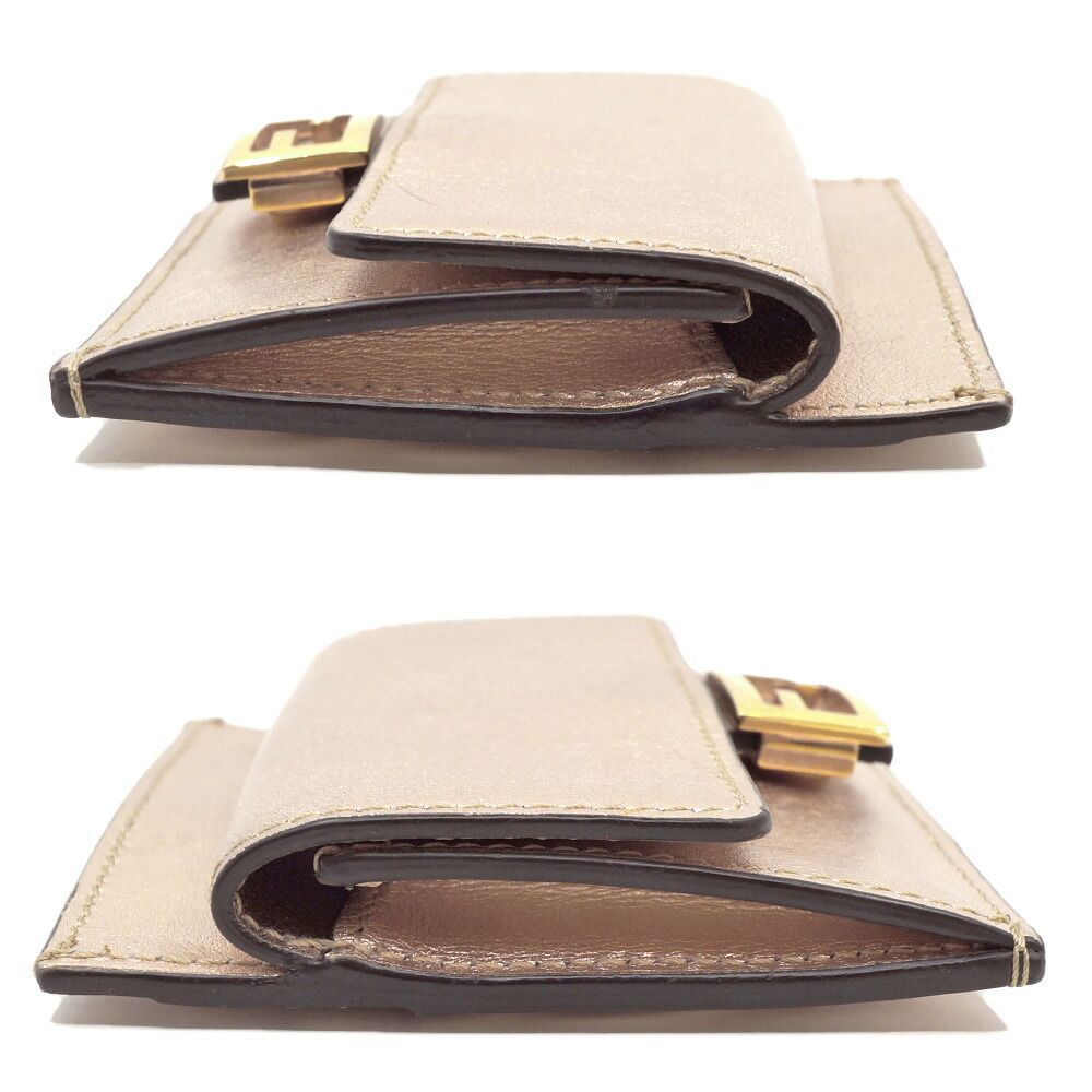 Fendi Pink Gold Compact Wallet Leather Card Case — view 3
