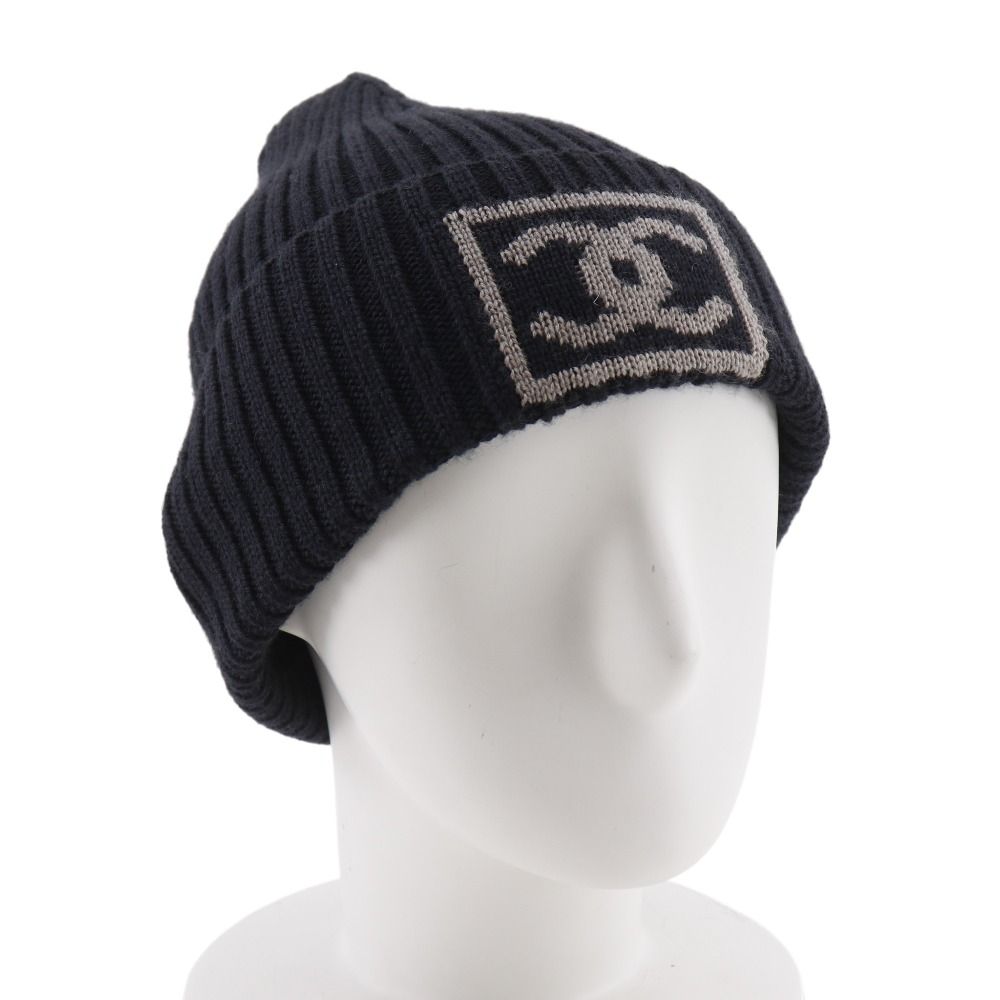 Chanel CC Logo Sports Line Wool Silk Black Hats — view 2