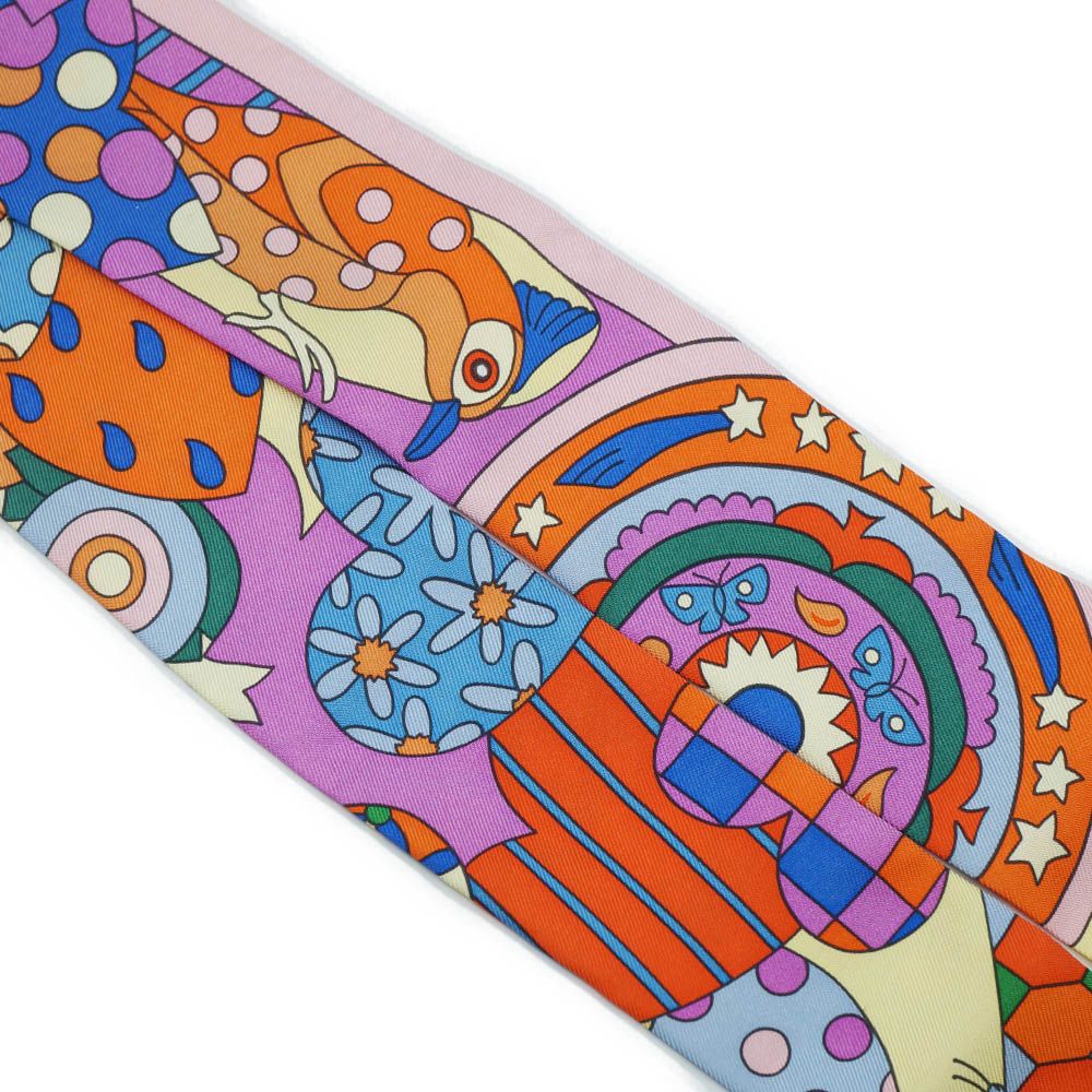 Hermes les Murmures de la Foret Whisper of the Forest Twilly Multicolor Scarf — view 7