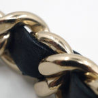 Chanel Double Pearl CC Logo Rhinestone Plate Belt Leather Black Gold — view 6