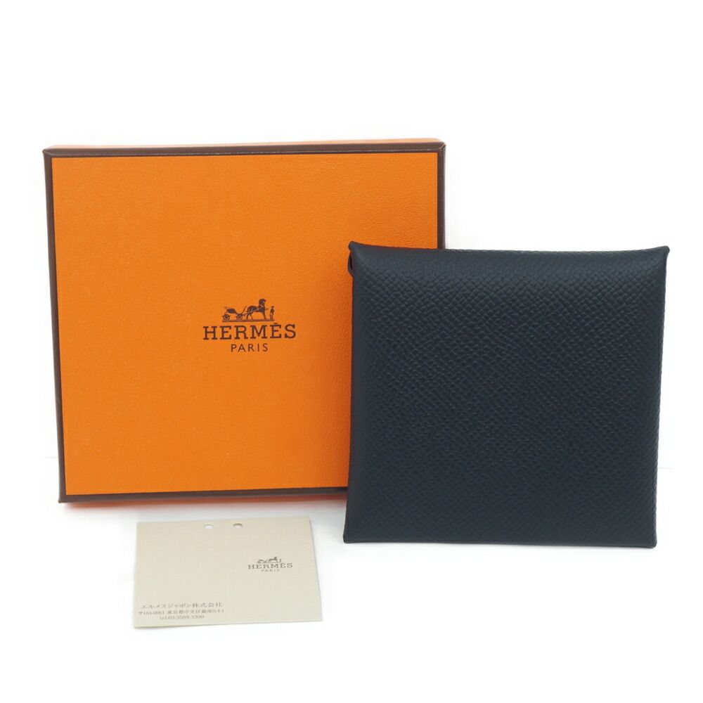 Hermes Bastia Veau Epsom Card Case Coin Purse Black — view 9