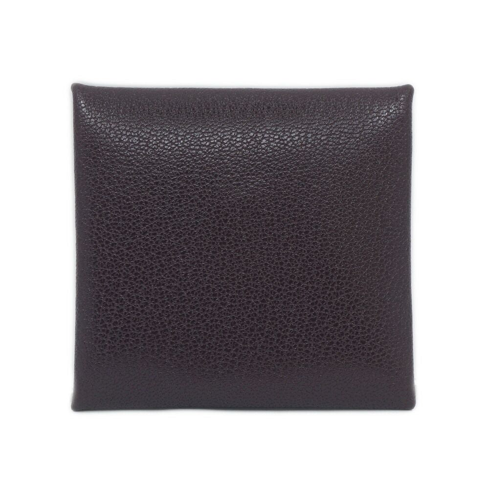 Hermes Bastia Brown Silver Coin Case Card Leather — view 2