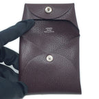 Hermes Bastia Brown Silver Coin Case Card Leather — view 6