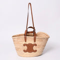 Celine La Chic Panier Raffia Calfskin 2-Way Handbag Basket Bag