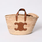 Celine La Chic Panier Raffia Calfskin 2-Way Handbag Basket Bag — view 2