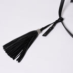 Saint Laurent Shoulder Bag V-stitch Fringe YSL Logo Black Calfskin — view 6