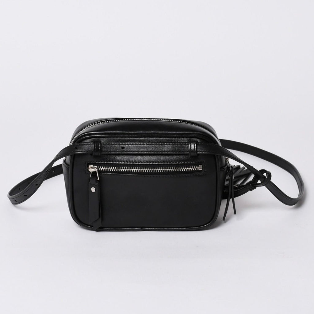 Saint Laurent Shoulder Bag V-stitch Fringe YSL Logo Black Calfskin — view 2