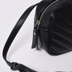 Saint Laurent Shoulder Bag V-stitch Fringe YSL Logo Black Calfskin — view 4